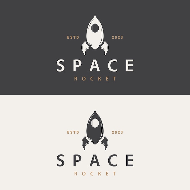 Diseño de logotipo de cohete espacial tecnología de vehículo espacial vector templet simple ilustración moderna