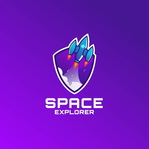 Diseño de logotipo de cohete explorador espacial