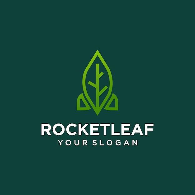 diseño de logotipo de cohete con hoja