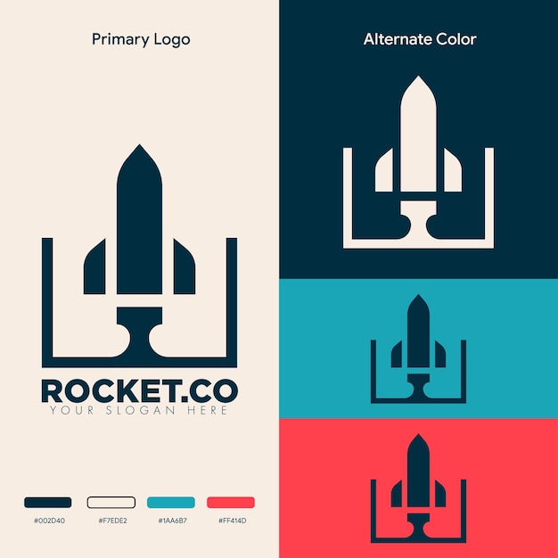 diseño de logotipo de cohete simple minimalista