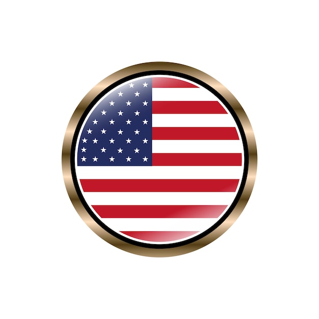 Diseño de logotipo de colección de moda de plantilla vectorial de botón circular de bandera de Estados Unidos