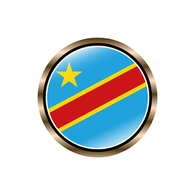 Diseño de logotipo de colección de moda de plantilla vectorial de botón circular de bandera de la República Democrática del Congo