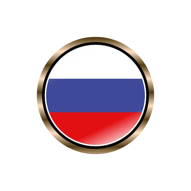 Diseño de logotipo de colección de moda de plantilla vectorial de botón circular de bandera de Rusia