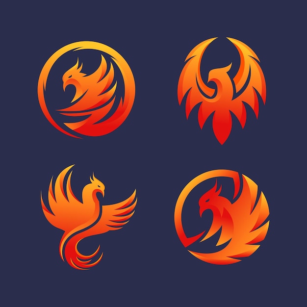 Vector diseño de logotipo de colección set phoenix