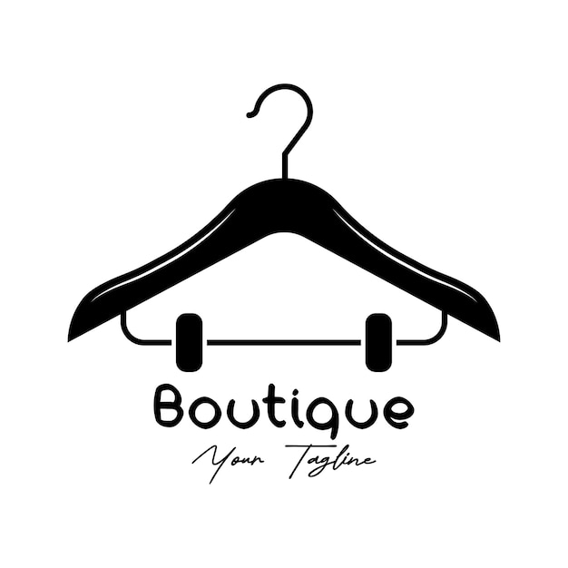 Diseño de logotipo de colgador de ropa simple con idea creativaLogotipo para moda y estilo de vida de boutique de negocios