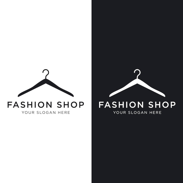 Diseño de logotipo de colgador de ropa simple con idea creativaLogotipo para negocios, boutique, moda y belleza