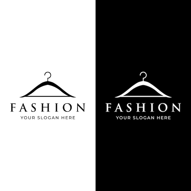 Diseño de logotipo de colgador de ropa simple con idea creativaLogotipo para negocios, boutique, moda y belleza