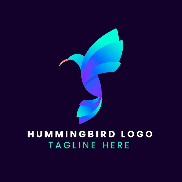 Diseño de logotipo de colibrí degradado
