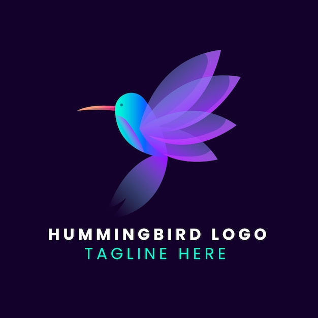 Diseño de logotipo de colibrí degradado