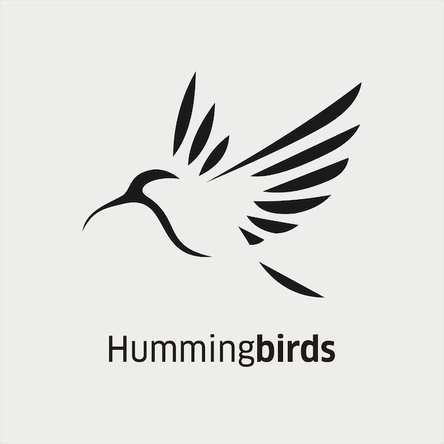 diseño de logotipo Colibri Hummingbirds negro de arte de línea moderna simple