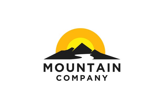 Diseño de logotipo de colinas de paisaje minimalista de montaña