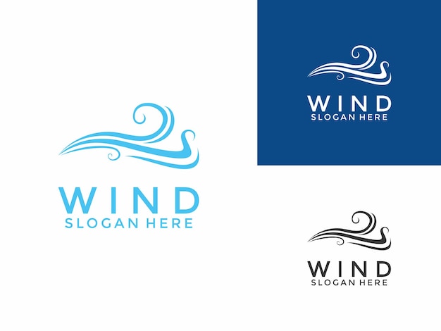 Diseño del logotipo de color azul viento o onda Abstracto Vector del logotipo viento