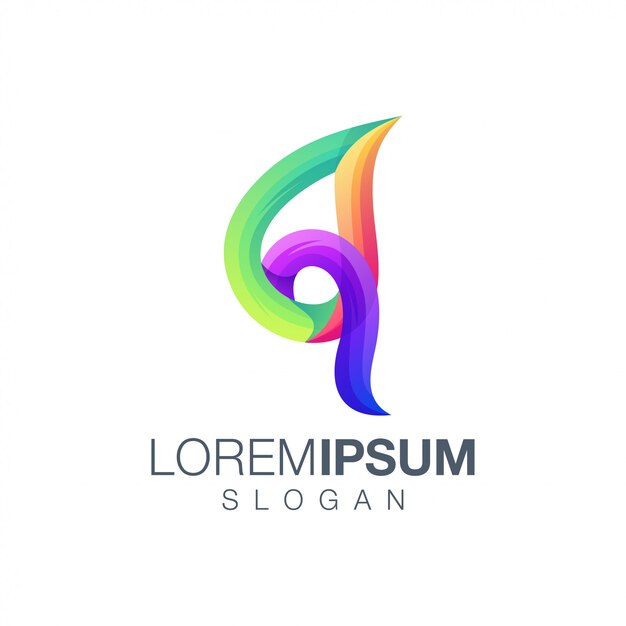 diseño de logotipo de color de degradado de hoja Q