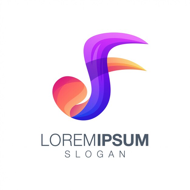 Diseño de logotipo de color degradado de letra F