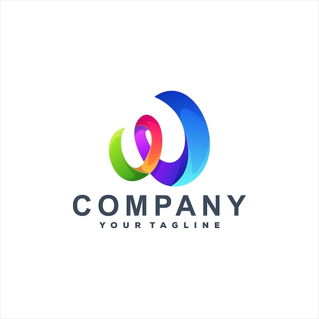 Diseño de logotipo de color de letra w