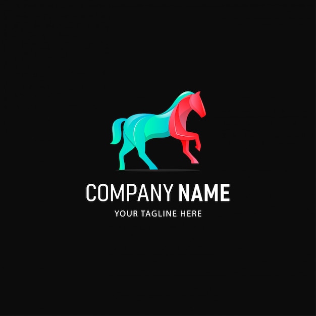 Diseño de logotipo colorido caballo. Logotipo animal de estilo degradado