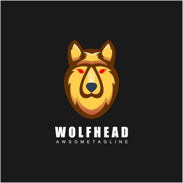 diseño de logotipo colorido cabeza de lobo