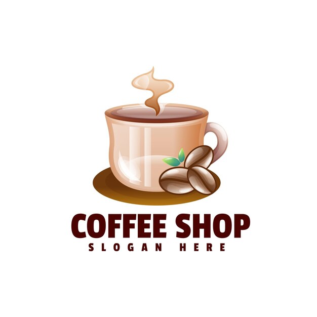 Diseño de logotipo colorido de cafetería