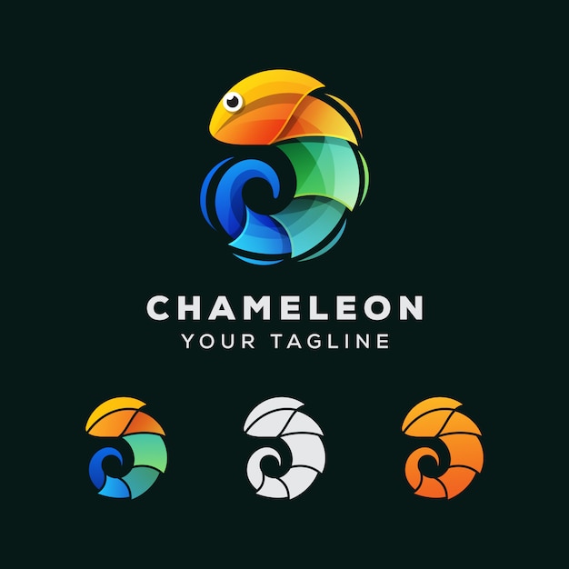 Diseño de logotipo colorido camaleón