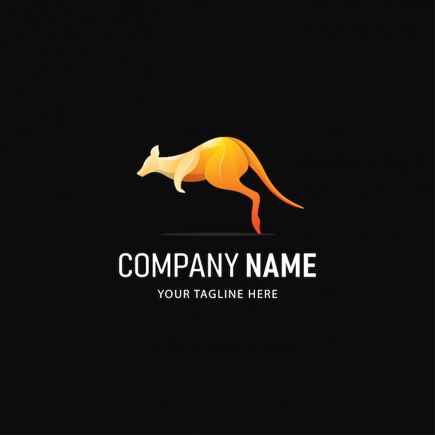 Diseño de logotipo colorido canguro. Logotipo animal de estilo degradado
