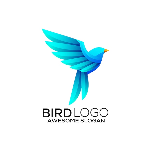 Diseño de logotipo colorido degradado de aves