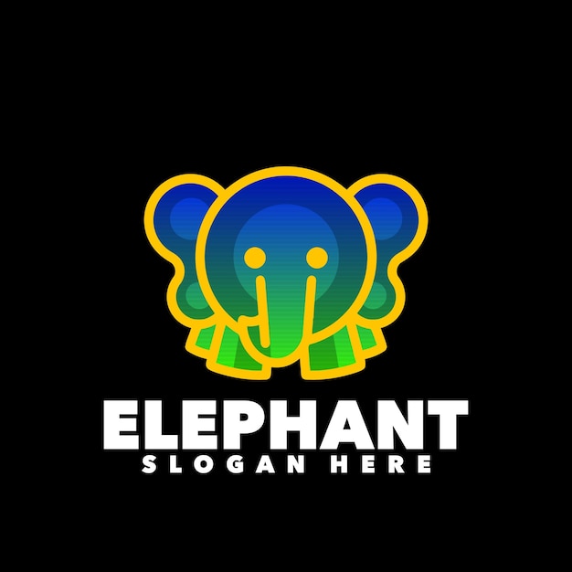 Vector diseño de logotipo colorido degradado de elefante