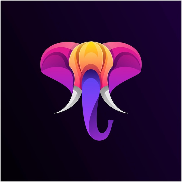 Vector diseño de logotipo colorido elefante
