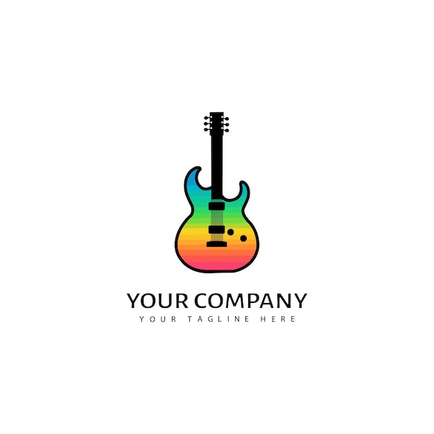 Vector diseño de logotipo colorido de guitarra vectorial