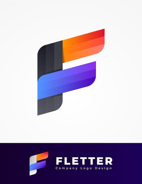 Vector diseño de logotipo colorido letra f