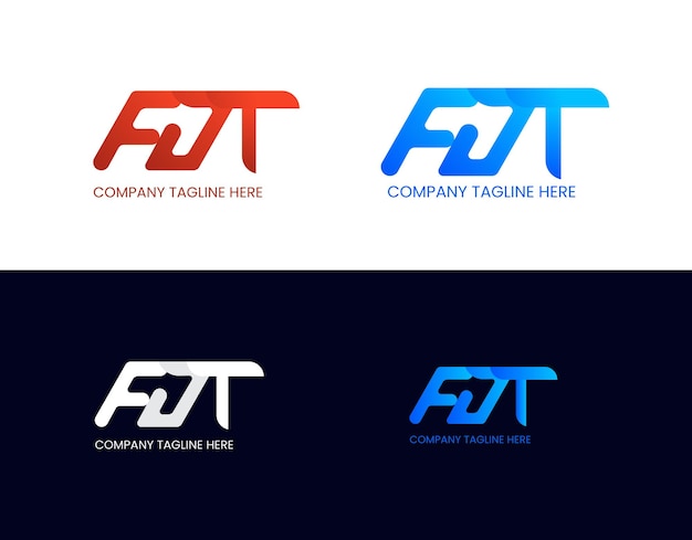 Diseño de logotipo colorido por letra FJ y T