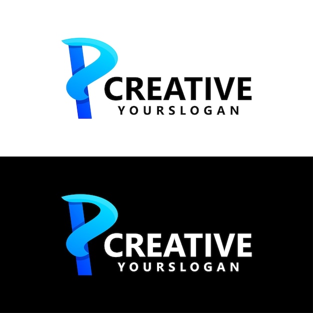 diseño del logotipo colorido de la letra p