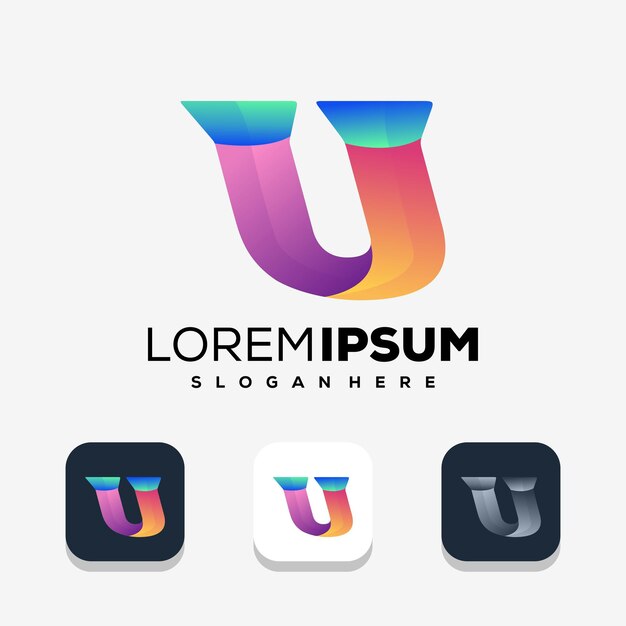 Diseño de logotipo colorido letra u