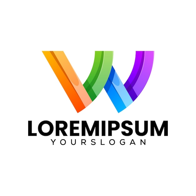 Diseño del logotipo colorido de la letra W