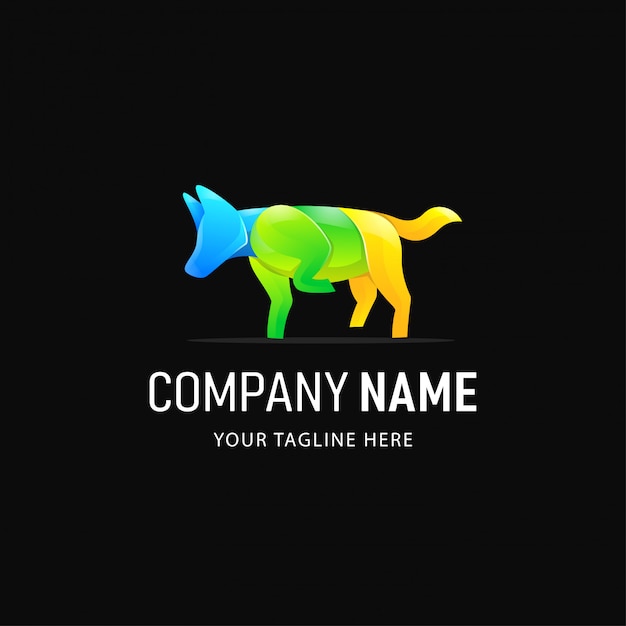 Diseño de logotipo colorido lobo. Logotipo animal de estilo degradado