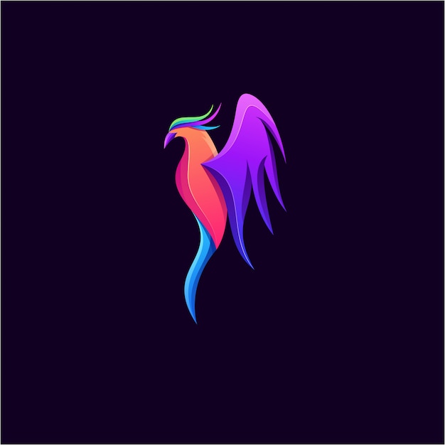 Vector diseño de logotipo colorido pájaro volador