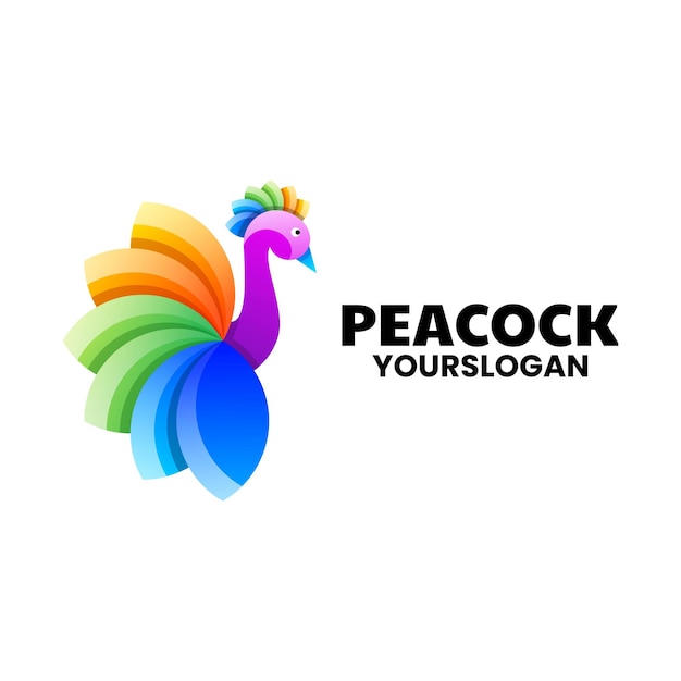 Diseño de logotipo colorido de pavo real creativo