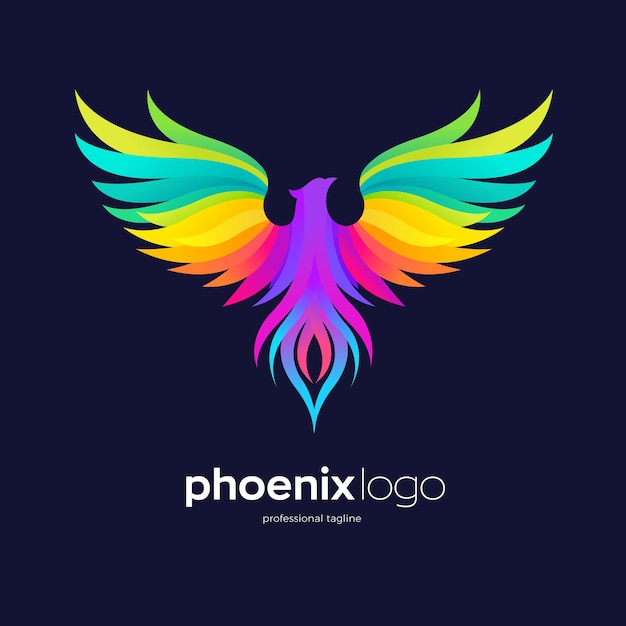 Diseño de logotipo colorido phoenix
