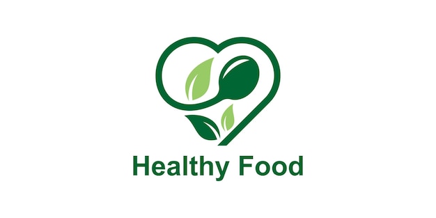 diseño de logotipo combinación de amor y cuchara y tenedor logotipo para alimentos saludables orgánicos a base de hierbas