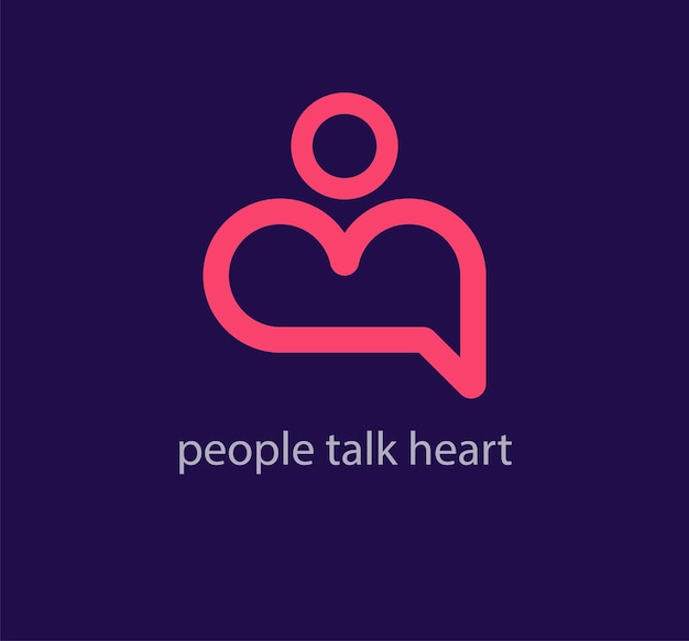 Diseño de logotipo de combinación creativa de corazón humano y voz Vector de plantilla de logotipo de corazón lineal único