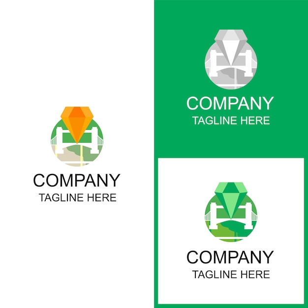 El diseño del logotipo de combinación de diamantes y mapas se puede utilizar para marcas y empresas.