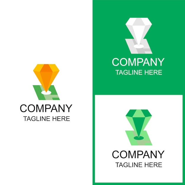 El diseño del logotipo de combinación de diamantes y mapas se puede utilizar para marcas y empresas.