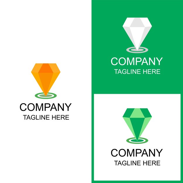 El diseño del logotipo de combinación de diamantes y mapas se puede utilizar para marcas y empresas.