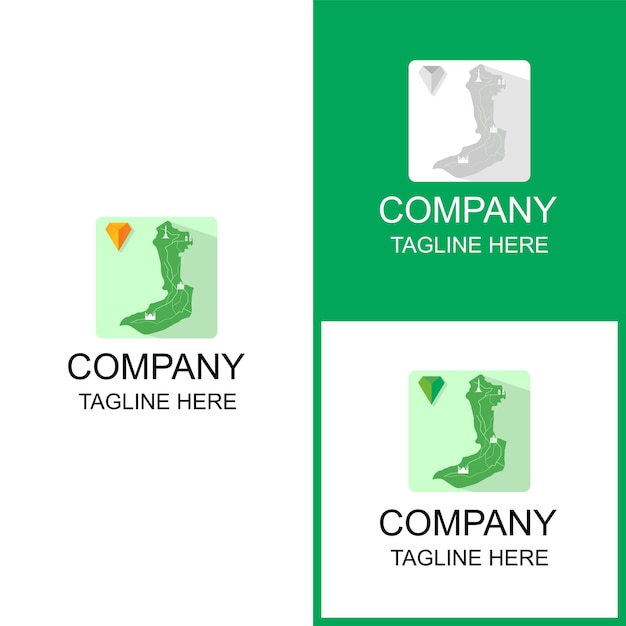 El diseño del logotipo de combinación de diamantes y mapas se puede utilizar para marcas y empresas.