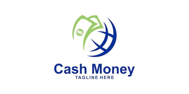 diseño de logotipo combinación de dinero y globo símbolo para banco de inversión intercambio icono financiero idea creativa