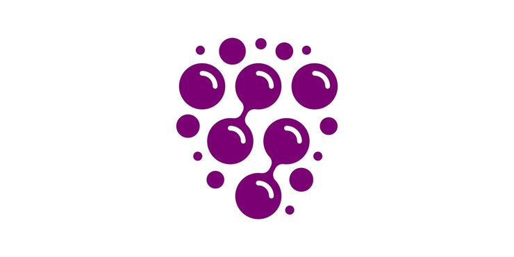Vector diseño de logotipo combinación de uvas con tecnología conexión icono símbolo vectorial
