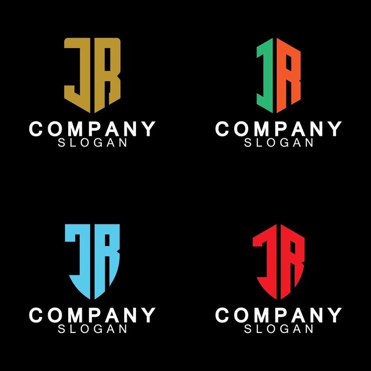 Vector diseño del logotipo comercial de las letras del alfabeto rj o jr
