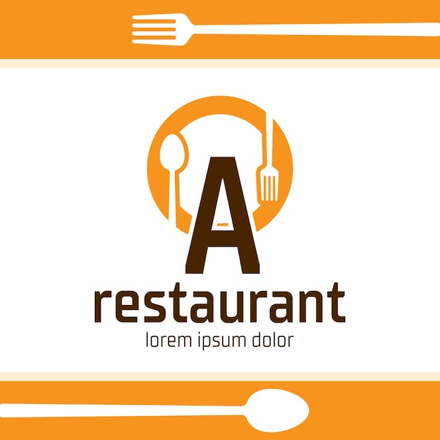 Vector diseño de logotipo de comida y bebida de letra a ilustración de icono de café de restaurante aislado sobre fondo blanco