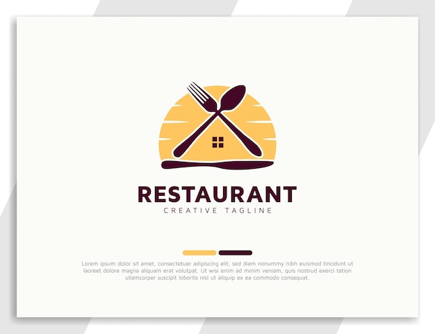 Diseño de logotipo de comida casera con cuchara, tenedor y cuchillo de cocina.