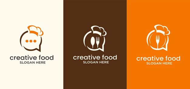 Vector diseño de logotipo de comida concepto de diseño de logotipo de chef de comida moderna logotipo de cocina vector de restaurante de comida