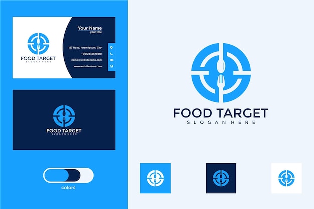 Diseño de logotipo de comida de destino y tarjeta de visita